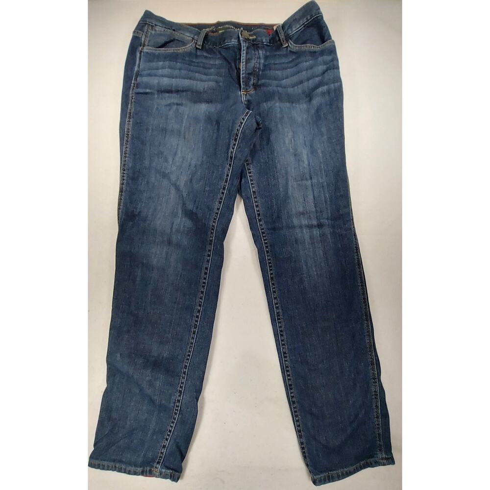 Eddie Bauer Flannel Lined Jeans Womens Sz 10 Blue Straight 31" Inseam Buyton Fly